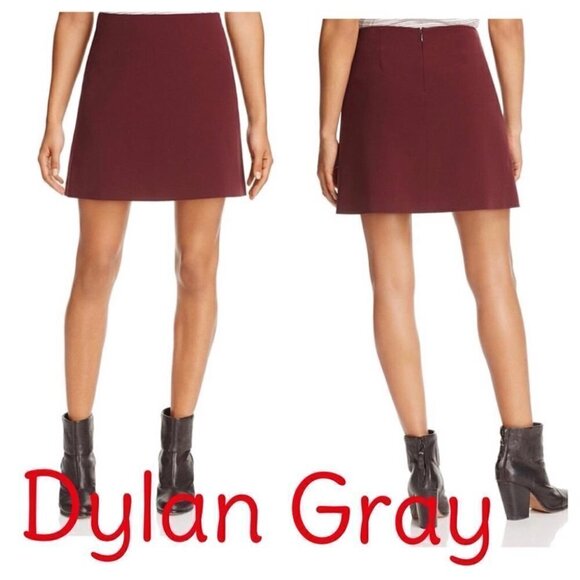 DYLAN GRAY Mini A-Line Skirt crepe burgundy Bloomingdale's stretch - Picture 1 of 11
